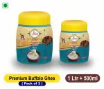 SHREE BALGOPAL 1.5 Litre Premium Desi Buffalo Ghee | Immunity Booster Pure Buffalo Ghee| Pure Ghee (1Litre- Pack of 1 and 500ml- Pack of 1)