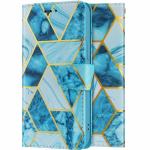 ClickCase Marble Series Faux Leather Back Case Card Holder Wallet with Magnetic Closure Flip Cover For Huawei Y9s (Aqua Blue)