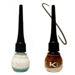 KINDED Chocolate Brown and White Pearl Waterproof Smudgeproof Longlasting Liquid Eye Liner, 5 ml - Pack of 2