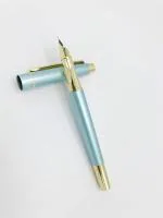 GOLD LEAF DIKAWEN 8015 Polo Metal Fountain Pen Small Nib 0.38mm ,Light Blue