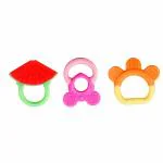 Mastela Watermelon, Candy Pink and Ring Orange Super Soft Silicone Teether (Pack of 3)