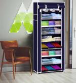 Zofey Multipurpose Portable Folding Shoes Rack 9 Tiers Multi-Purpose Shoe Storage Organizer Cabinet Tower with Iron and Nonwoven Fabric with Zippered Dustproof Cover)(Shoes Rack for Home)