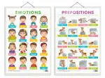 GO WOO Combo of 2 EMOTIONS and PREPOSITIONS Educational Posters | Charts for Kids