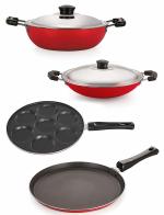 Nirlon Red Nonstick Kitchenware Set 4 pcs ,26-ft13-dkdb-ch-up