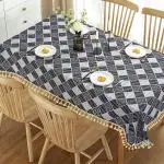 House of Quirk Rectangle Tablecloth Cotton Linen Cover-Dark Blue(140x220cm)