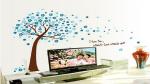 Asmi Collections 90 cm Blue Tree and Birds Removable Sticker (Pack of 1) | Wall Sticker | waterproof wall sticker