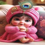 GraphicWord Photographic Paper Bal Krishna Wall Religious Unframed Acrylic Paint Posters Multicolour Printed | Religious Art & Posters for Home Décor | 12 x18 Inch or 30cm x 45cm