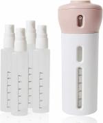 Simxen 4-in-1 Organized Leak Proof Travel Toiletries Refillable Sub-bottle Dispenser Organizer for Liquid Lotion Cream Shampoo Container