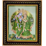 pujaNpujari Radha Krishna Photo Frame with Green Background for Wall Hanging and Pooja Room Religious Frame