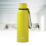 Borosil Hydra Trek 700 ml Insulated Water Bottle, Stainless Steel Bottle with Double Wall Vacuum Insulation, 20 Hours Hot & 24 Hours Cold, for Everyday Use, Yellow