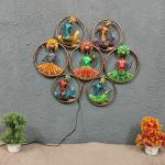 Kaptown Kreations Iron Handmade Multicolour Musician Lady In 7 Rings Wall Decor Home Showpiece (29x2x23x) Inch