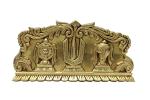 BHARAT HAAT Kalarambh Brass Padma Sign Wall Hanging Padma Chakra Namah Three Symbol Handicraft Medium Art (9.9 x 0.9 x 5 Inch, Yellow)
