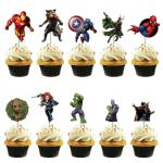 Festiko 10 Pcs Superhero Theme Cupcake Topper, Cake Decoration Supplies, Superhero Theme Cake Topper, Superhero Theme Party Decorations