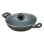 Prestige Omega Deluxe Granite Non-stick Kadai with Glass Lid, 24cm, 2.4 L (Black)