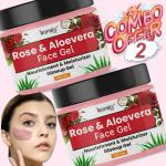 KURAIY ROSE AND ALOEVERA Face Gel, Hydrating And Moisturizing Water Gel Face Gel Long Lasting 100GM PACK OF 2