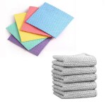 QinPin Ultimate Durable Cleaning Combo 5pcs Non-Scratch Sponge Wipes & 5pcs Dual-Layer Mesh Dishcloth, Reusable Dishwash Cloths for Kitchen & Home, Eco-Friendly and Long-Lasting