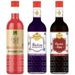 Dhampur Green Mocktail Variety Pack, Strawberry Litchi, Blueberry Syrup & Chocolate Syrup, 300ml each