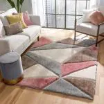 Hitex Carpet Handwoven Microfibre-Polyster Modern Geometric 3D Textured , Soft Shaggy Fur Size 2x5