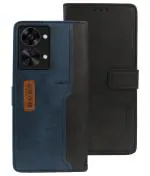 Jkobi Flip Cover Case For OnePlus Nord 2T 5G ( Professional Dual Leather Finish | Magnetic Closure | 360 Degree Camera Protection | Rear and Interior Card Slots | Black with Blue)