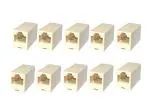 WETEK (10 Pcs)RJ45 Cat5e Straight Network Cable Ethernet LAN Coupler Joiner Female to Female Connector(Brown)