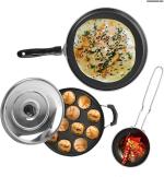 BAHURANI Deluxe Detachable Non Stick Cookware Set 3 pc l Dosa Tawa l Paniyarakkal with Lid l Tadka Pan