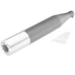 AllExtreme EX126 Fatboy UC Designer Bike Exhaust Silencer with Glasswool Compatible for BS3 and BS4 Model Royal Enfield Bullet 350cc and 500cc (Black with Chrome Tail)