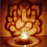 pujaNpujari Ganesh Tea Light Candle Holder Iron Tealight Holder (Gold, Pack of 1)