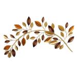artact Twin leaves Branch Wall Art Hand Painted Brown and gold with Copper Leafing