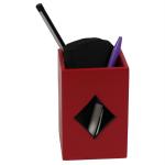 Lakeer Wooden Diamond Design Pen Stand Pencil Holder for Home/Office/Study Table (Red)