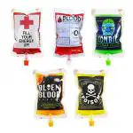My Party Suppliers Empty Reusable Blood Bag Halloween Beverage Drink Juice Bag Container Halloween Zombie Vampire Costume (pack of 5)