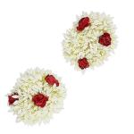 KARKI FUSION Artificial Mogra White Gajra Hair Accessories Rubber Band for Women (Pack of 2)(White with Red rose)