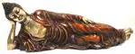 Aesthetic Decors Buddha Lying with Shawl in Nepali Orange Showpiece - 11 cm (Brass, Multi color)