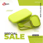 Nipan Divine Slim Compact Lunch Box for Kids & Adults, Airtight 2 Compartment Lunch Box with Spoon, BPA Free Food Grade Quality (Pack of 1)