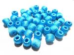 Craftlove Sky Blue Silk Super Shiny Silk Thread Sky Blue Wrapped Beads (Pack Of 20)