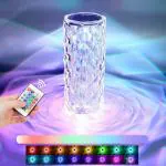 Giftingazebo Crystal Diamond Table Lamp Color Changing, Touch Control Creative Rose LED Night lamp