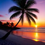 Love Creation 12x18 Size poster print for creative wall art- tropical-paradise-sunset-10606(Non Sticker)