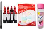BINGEABLE Kajal With Balm Matte Lipsticks And Rose Water Soft Cotton Balls (Set Of 4)