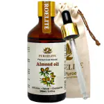 PUROELITE Premium Cold Pressed Sweet Almond Oil (Badam Rogan tel) 100% Pure & Natural for Face, Hair, Baby Massage, Glowing Skin, Glass bottle with dropper, 100 ml
