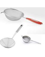 Wofier Stainless Steel Soup Juice Strainer With Stainless Steel Tea Strainer - Pack Of 3