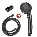 ZAP Exotic Handheld Shower set High Pressure Detachable Shower Head with Hand Spray & ON/OFF Pause Switch & 3 Spray Setting Showerhead with 1.5m Long Hose & Shower Stand wall Mounted (Black)