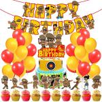 Zyozique Little Singham Party Supplies,Litlle Singham Birthday for Boys with Happy Birthday Banner Cake Topper Cupcake Toppers Balloons Birthday Decoration Kit (Pack of 37)