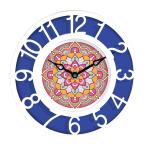 Random Animated Rangoli 8 Inches Plastic Wall Cum Table Clock for Home / Office, ( White Frame)