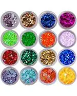 WorldWesties Glitter 16 Container Nail Art and Art Craft in Different Shapes and Colors