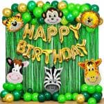 GROOVY DUDZ Jungle Animal Theme Birthday Party Decorations, Animal Balloons (Multicolor, Pack of 49)