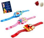 Kavim Kids Rakhi (Three Band light Cartoon caracter Kids Rakhi with greeting card, roli chawl)