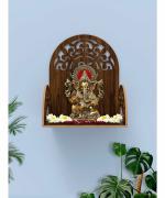 Home Sparkle Om Wall Hanging Mandir|Wooden Wall Mounted Hanging Puja Temple | Wood God Stand for Pooja Room | Mandir Devghar Stand Temple | for Home Shop Office, Puja Mandir Pooja Stand for Home Wall