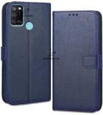 CASECRAFT Realme C17, Ralme 7i Blue Rubber, Artificial Leather And Silicon Dual Protection Mobile Back Cover