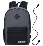AUXTER Booster Grey Polyester Casual laptop Backpack With usb charging port 25 L