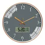 SHOPOGENIX Digital Analog Wall Clock with Temperature Wall Clocks Battery Operated Non-Ticking Quiet Decorative Wall Clocks for Living Room, Bathroom, Kitchen - Frame Glass (Grey).