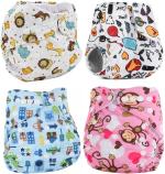 Mom's Pride Multicolor Polyurethane Laminate Washable Button Diaper Baby Cloth Pocket Nappie (Pack Of 4)